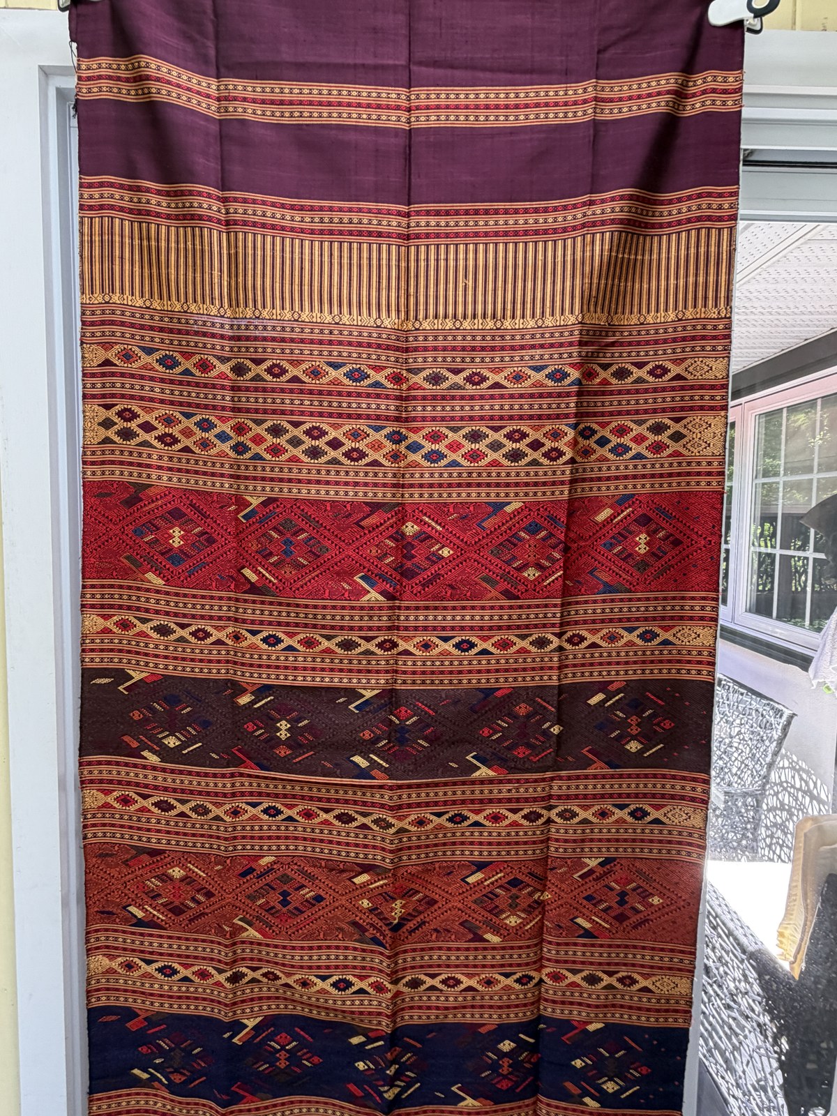 Brocart de soie du Laos mauve, tissé main