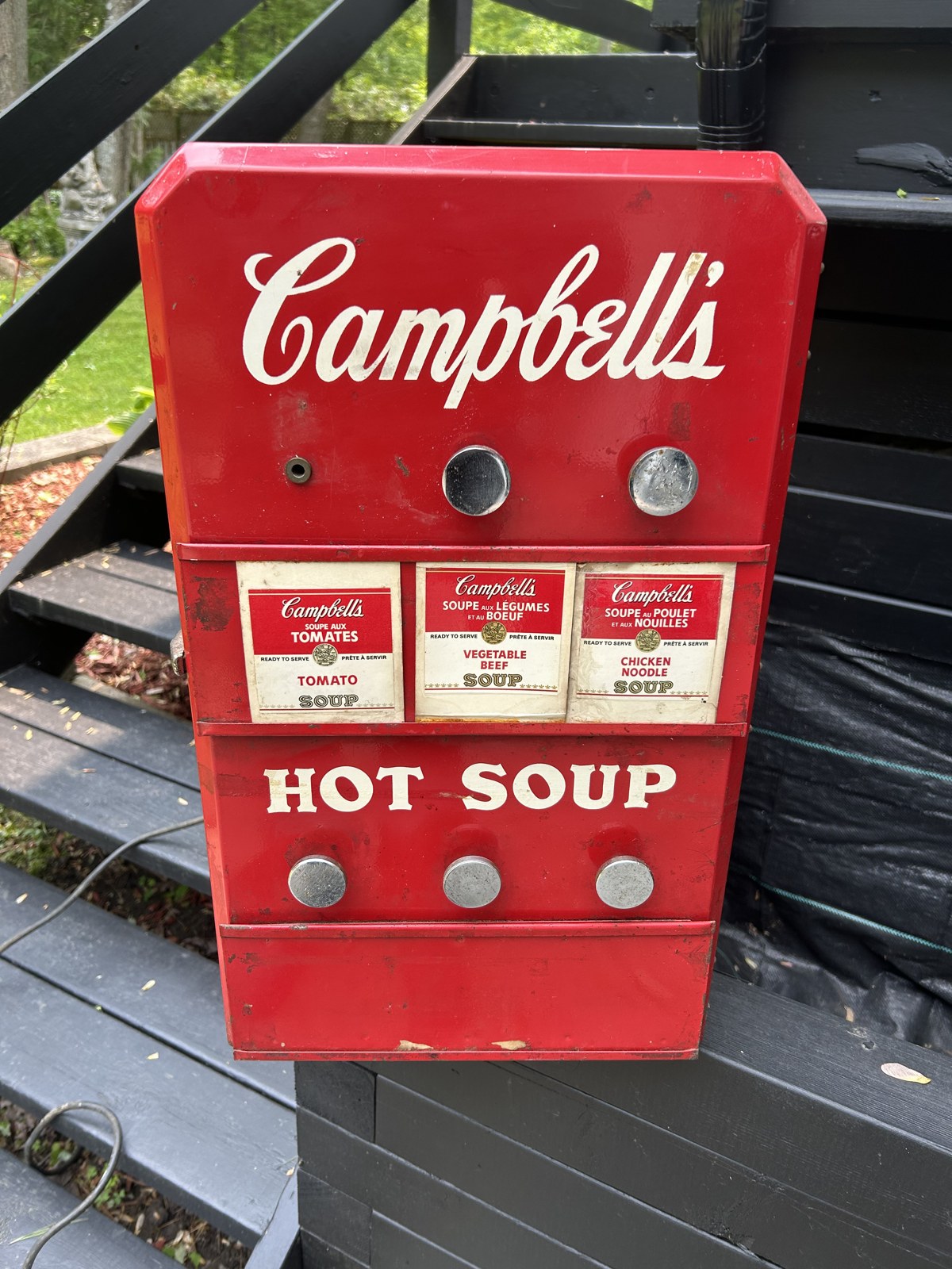 Distributrice Campbell's Hot Soup vintage en métal rouge